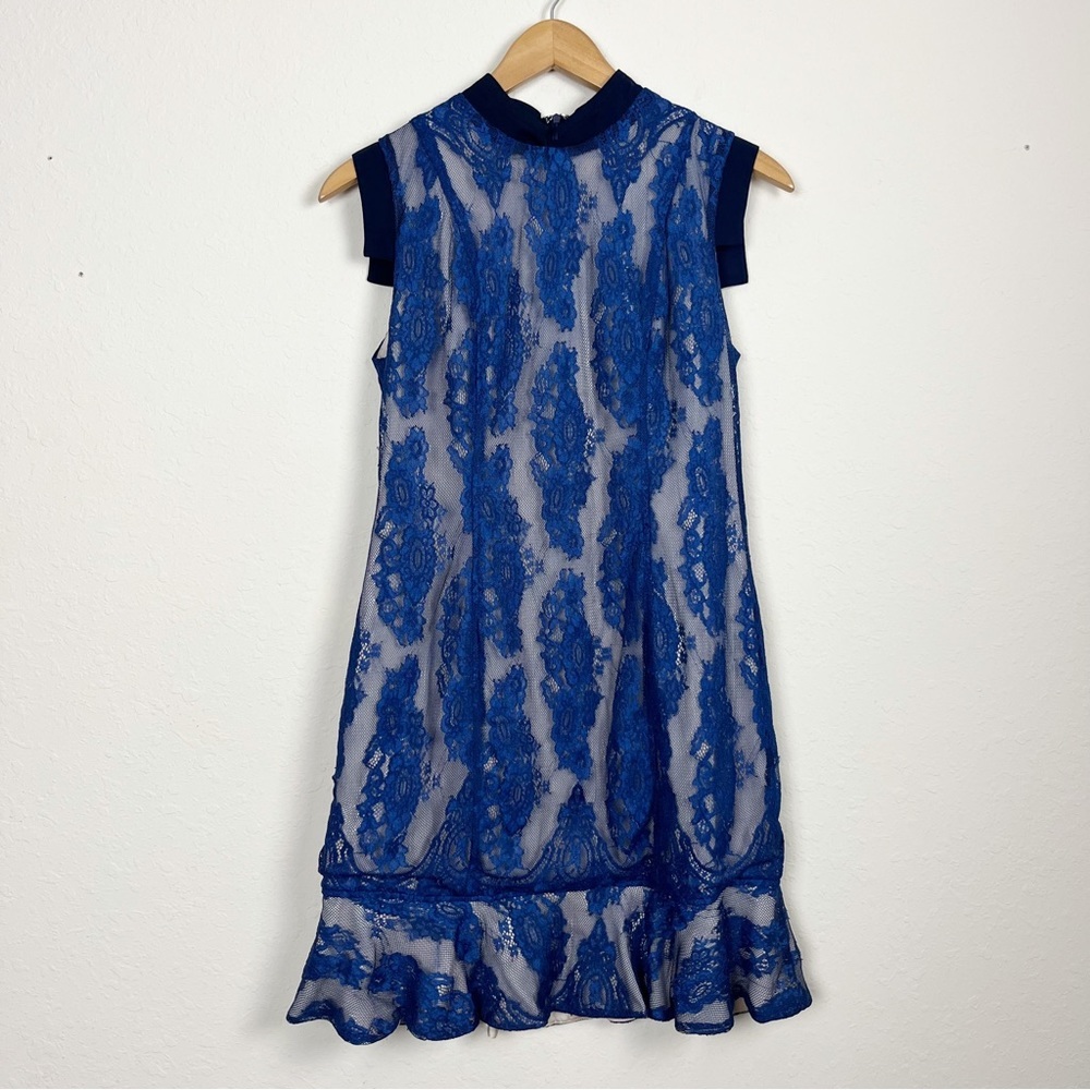 Aijek Wonderment Blue Lace Mini Dress Size 3 - Picture 4 of 8